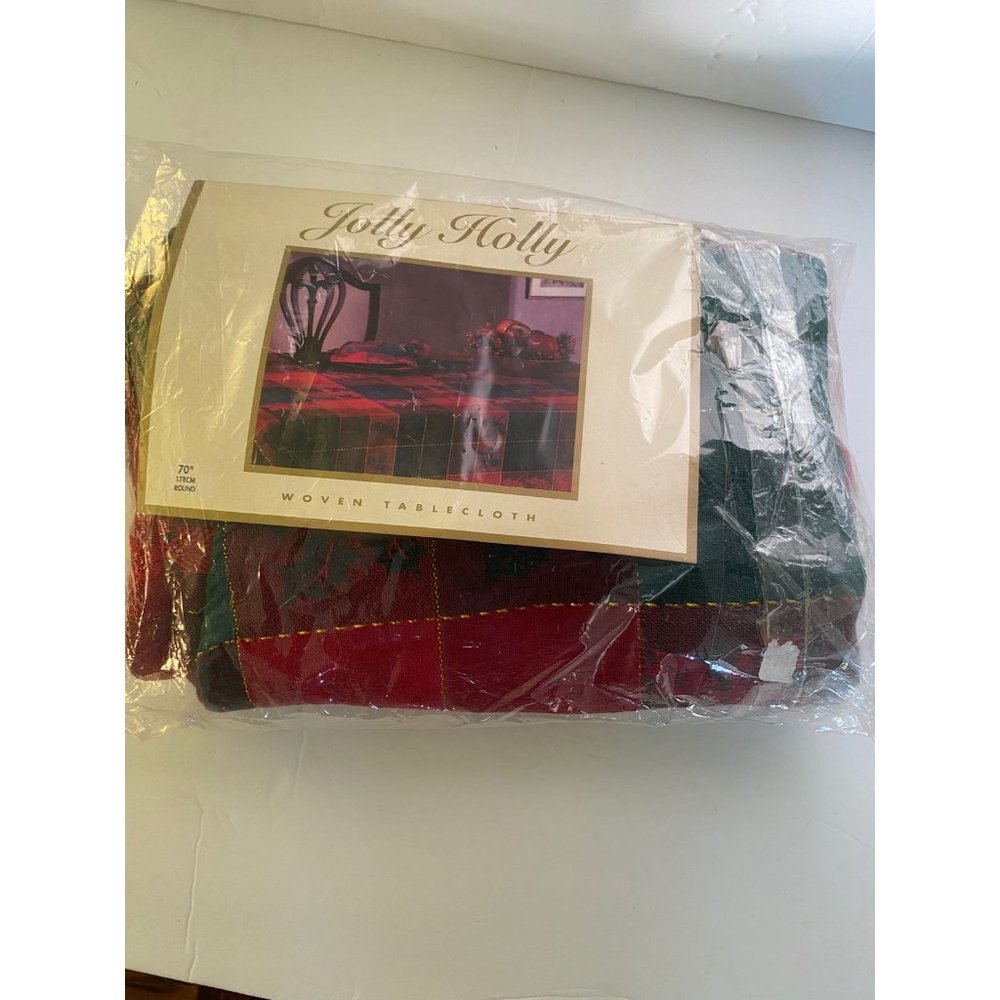 Fabric Tablecloth Christmas Holly Jolly